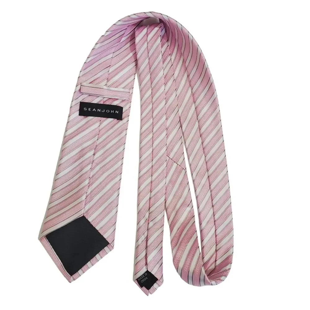 Sean John | 100% Silk Pink Stripe Tie